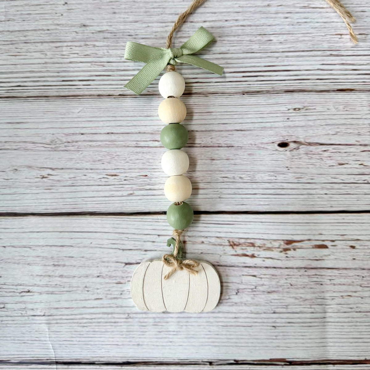 Farmhouse Fall Ivory Pumpkin Mini Bead Garland