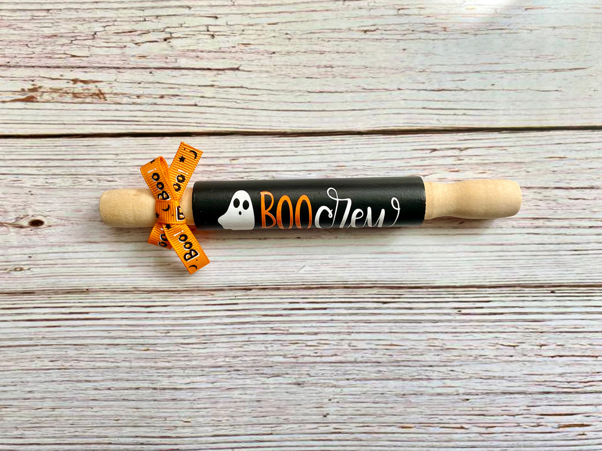 Ghost Halloween Decor: Wood Bead Garland, Bead Loop or Mini Rolling Pin