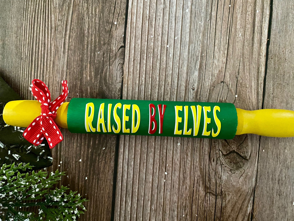 Elf Christmas Tiered Tray Decor Collection - matching Wood Bead garland, Mini Garland or Mini Rolling Pin