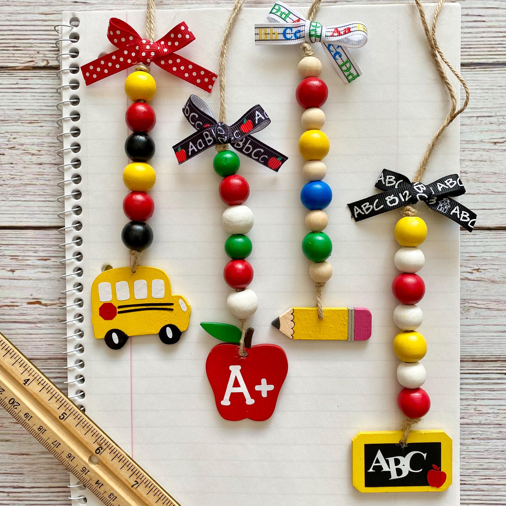Back to School Mini Wood Bead Garland:  Pencil or Chalkboard Classroom Tiered Tray decor