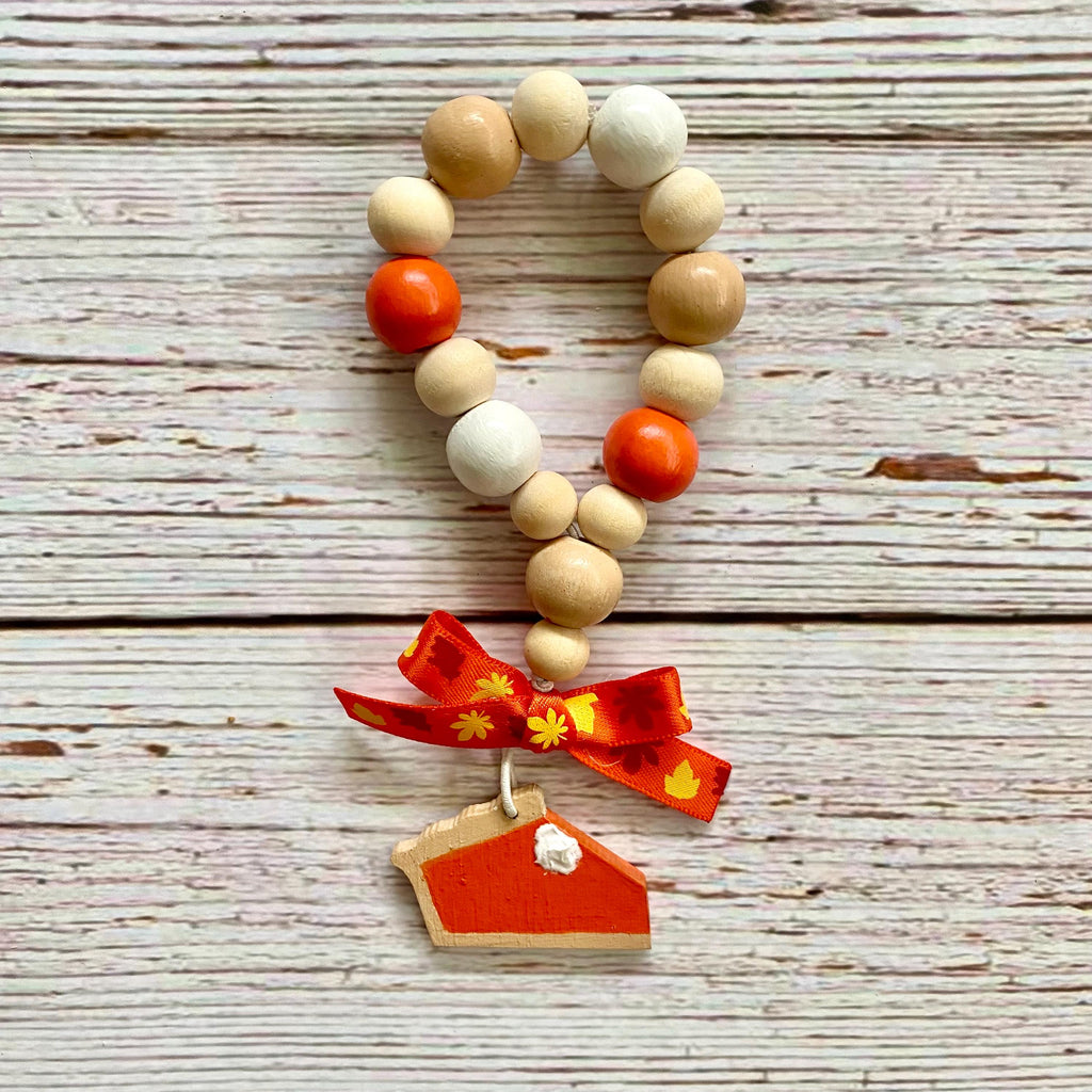 Pumpkin Pie Mini Wood Bead Loop: Thanksgiving Tiered Tray Decor