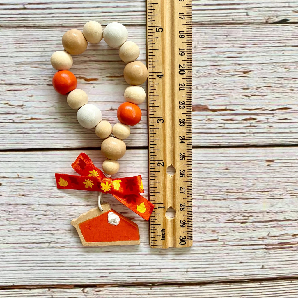 Pumpkin Pie Mini Wood Bead Loop: Thanksgiving Tiered Tray Decor