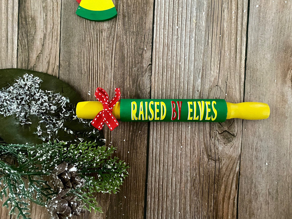 Elf Christmas Tiered Tray Decor Collection - matching Wood Bead garland, Mini Garland or Mini Rolling Pin