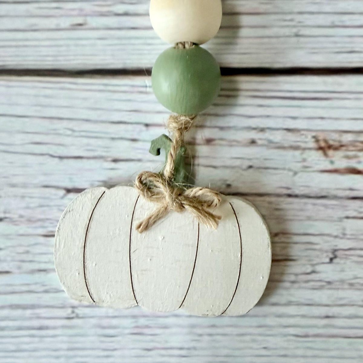 Farmhouse Fall Ivory Pumpkin Mini Bead Garland